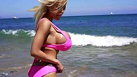 Amber alena giant tits on the beach!