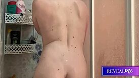 i'm a hot italian milf playing with tits and pussy in shower