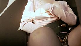 Busty Babe Plays With Huge Dildo In Taxi, Screams During Orgasm