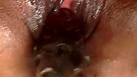huge black pussy dildo insertion
