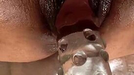 huge black pussy dildo insertion