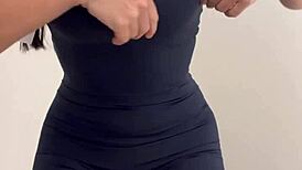 Wife tries sheer clothes in fitting room for more videos