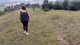 Oh man I can't believe my amateur stepmom in the forest lets me touch her big tits ass and huge vagina like a desi bhabhi exhibitionist!