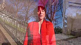 bianca belle flashes her small natural tits in public exhibition