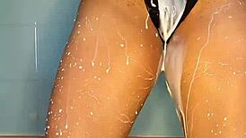 horny colombian playing with her dildo in a m shower maquinasperfectas