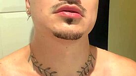 horny shower with naked bathing and monster cock