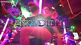 Twin gfs get fucked in public bathroom after ripping clothes and stripping on poles.