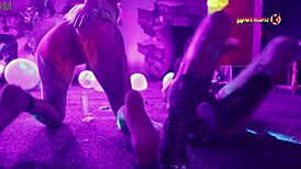 neon party turns wild with college girls having fun