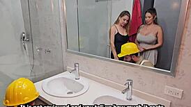 Plumber Shares Cock with Bisexual Lesbian Couple on Anniversary