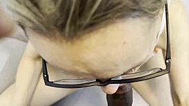 Horny Mature Rita Sucks Black Cock in POV, Ending with Cumshot