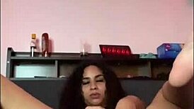 i got horny while stretching on my bed and started masturbating with dildo