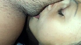 Intense lesbian sex before house robbery with close-up orgasms.