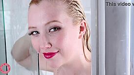 Shower time samantha rone pounds her pink toy