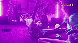 neon party turns wild with college girls having fun