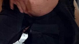 Horny Guy Rips Jeans Jerks Fast On Huge Cock