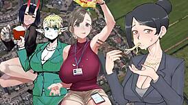 The office lady goes about her daily routine at work