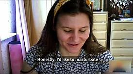 Brunette neighbor girl next door moans in tight panties during solo pov video chat