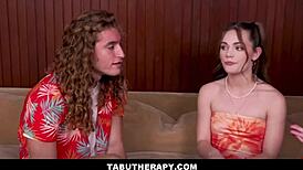 Big Tits Therapist Joins Tiny Teen Stepsister For Lesbian Threesome