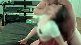 The step daughter dresses up in a naughty college girl outfit for some fun.