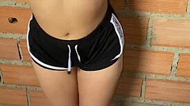 Homemade terrace video of young argentinian babe in first casting