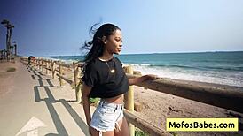 stunning ebony teen reveals big tits and wet pussy for intense fuck