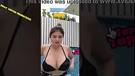 ana jalandoni shows off in bikini and downblouse