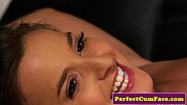 gorgeous uk babe loves cum on face taste with small tits and heels 😍