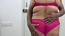 Bikini girl feels pleasure giving handjob to husband