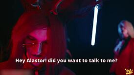 Hazbin Hotel Alastor Fills Charlie's Throat with Cum in Costumes, Handcuffs, and Spanking Session