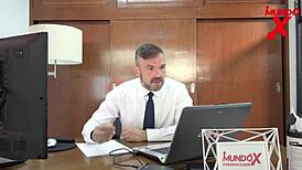 Blonde Employee Sucks Boss's Cock To Change His Mind