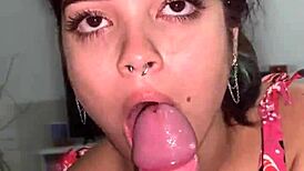 debora prado jerks off nicely before giving a deep, sloppy blowjob to big cock