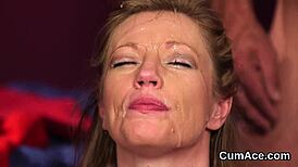 Nasty Doll Receives Jizz Load on Face, Swallowing All the Love Juice