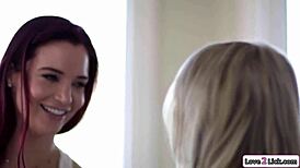 Busty maids getting naughty, licking pussy right on the boss's bed