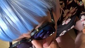 Super closeup blowjob, fuck, and cum with a sexy housewife