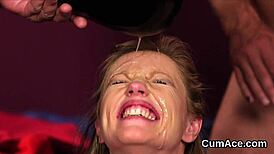 Nasty Doll Receives Jizz Load on Face, Swallowing All the Love Juice