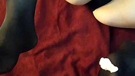 Teen 18+ Couple Tries Footjob in Stockings