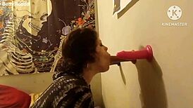 Three rubber cocks bouncing in a casual group scene.