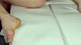 Hard fucking and masturbating on massage chair with butt plug