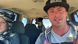 Fucking and sucking with big cocks outdoors in public