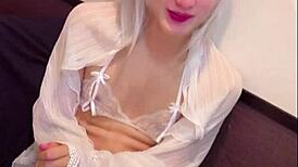 watch this white-haired succubus crossdresser masturbate on stream?