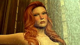 Redhead masturbates alone at home with close-up