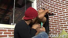 mad tranny engages in hardcore blowjob with shemale partner