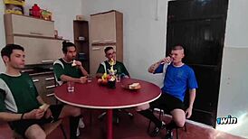 Soccer Team Forces Slut to Suck Every Cock in Wild Gangbang Session