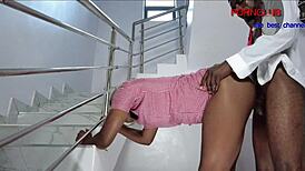 Horny student ENJOYS BBC under the STAIRCASE in bedroom