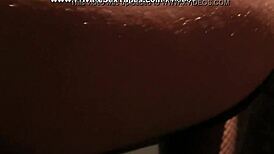 Hot amateur girl receives intense cumshot on pussy in public toilet