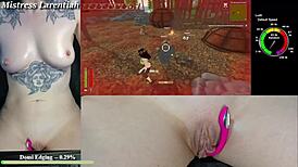 playing tropical monster girls on stream with cum dripping from wet pussy 😈