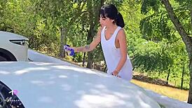 Colombian Has Sex In Public Car Wash With Guy With Big Cock