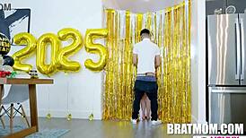 Stepmom uses glory hole on New Year's