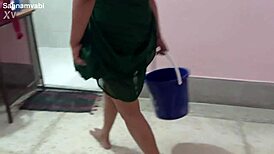 when the home maid cleans the floor