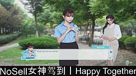 detailed dating game scene with happy couple part 02